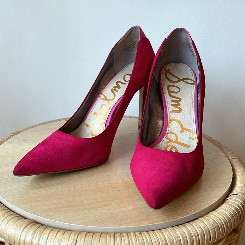 Sam Edelman Fuchsia Suede Pointed-Toe Pumps